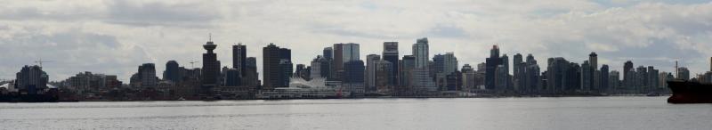Panoramic view of the Vancouver skyline taken from Lonsdale Quay