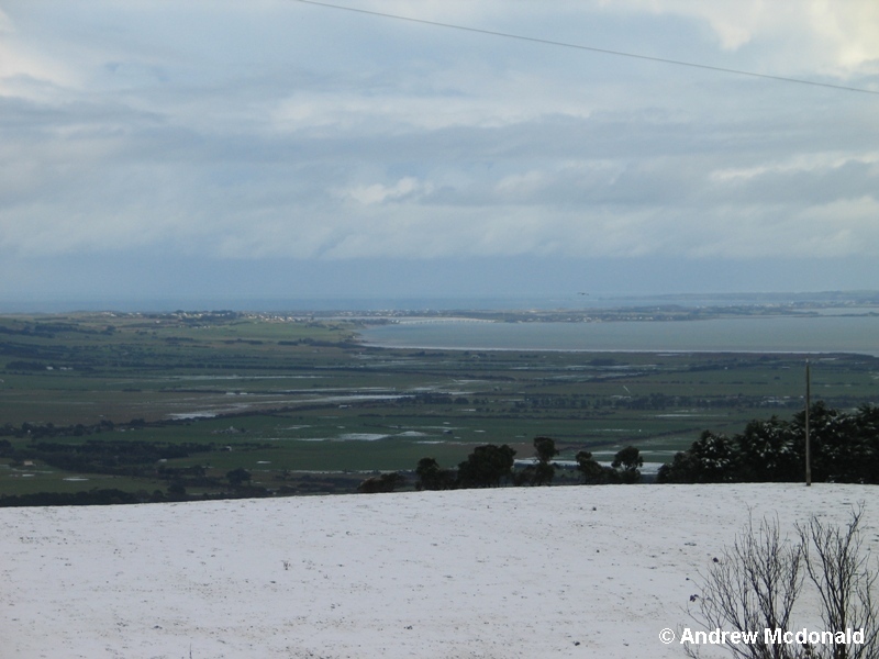 View of Phillip Island and the San Remo bridge from the Bass hills.