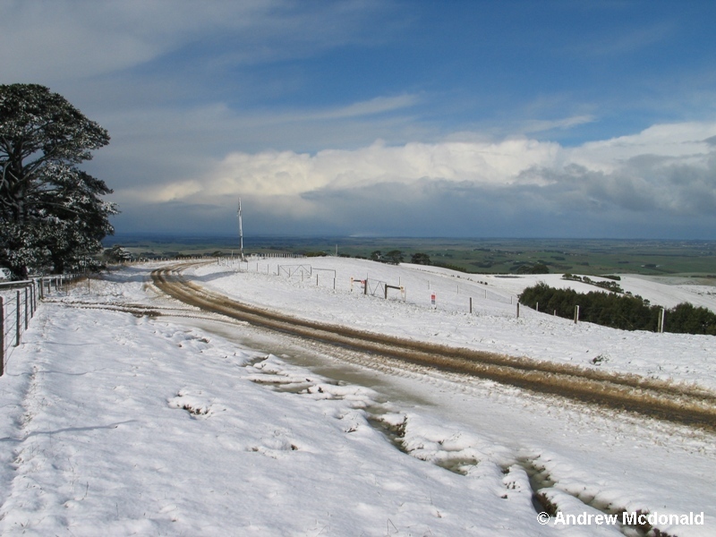 Sunshine, blue skies, snow.  