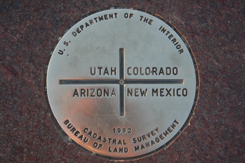 The Four Corners where the borders of Utah, Colorado, Arizona and New Mexico all meet.