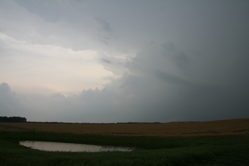 Another line of supercells developed to our west so we gave chase.  Looking W from Trousdale, KS.