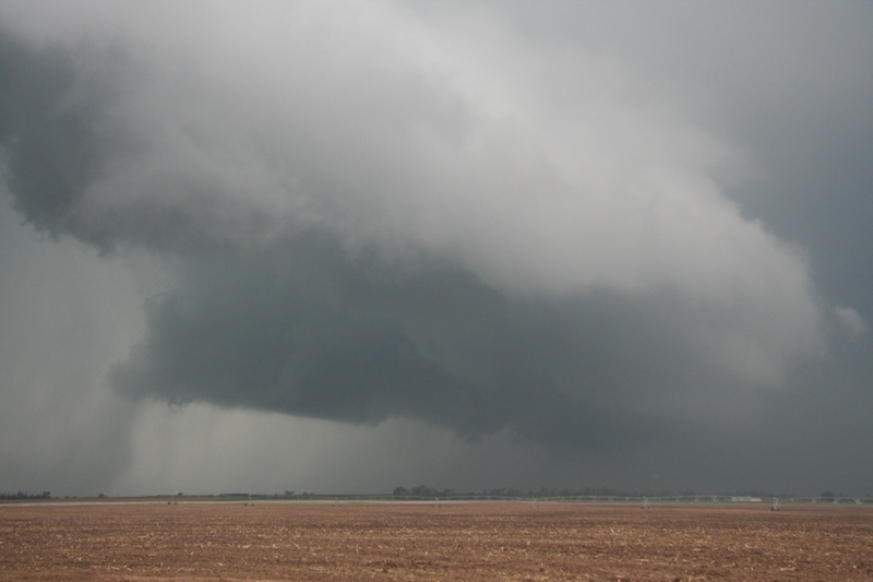 A closer view of the wall cloud from near Trousdale, Ks.