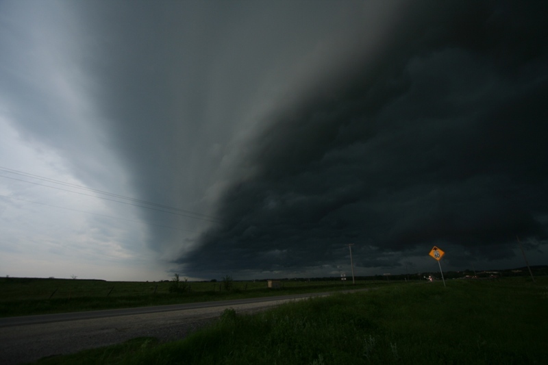 Almost over head.  We had outflow winds starting to hit us at this time.  Near Graham, Tx.