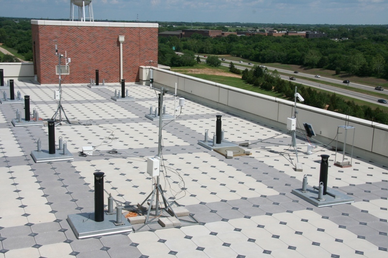 More weather instruments on the roof of the National Weather Centre.  Norman, Oklahoma.