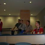 Kevin (our host), Brad, Esa, Jimmy, Andre & Chris in one of the auditoriums.  National Weather Centre - Norman, Oklahoma.