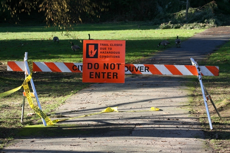 Stanley Park - 27 Jan 07 - One of many walking trails still closed 2 months after a big storm hit in December