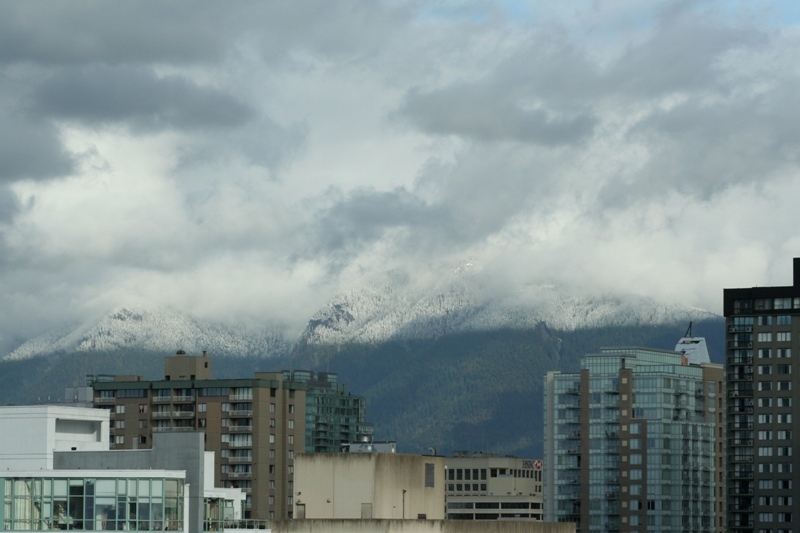 Extremely well defined snow line on the mountains north of Vancouver