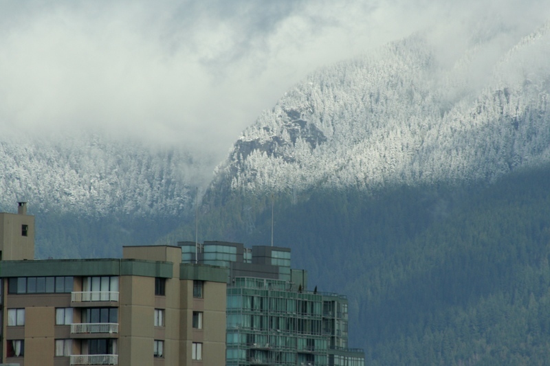 Extremely well defined snow line on the mountains north of Vancouver