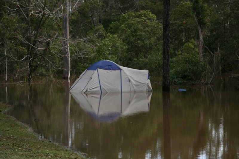 Perhaps we should've set up camp a little further from the river...