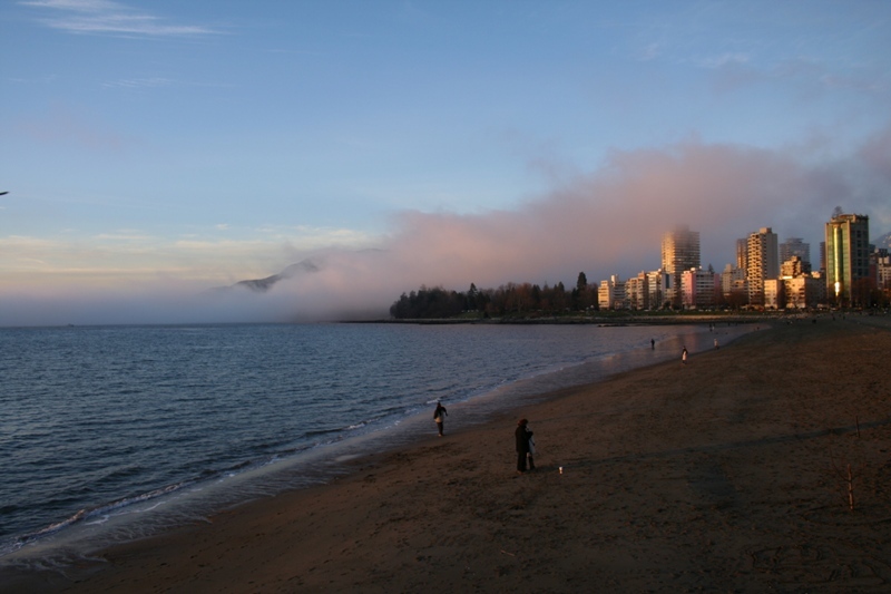 English Bay beach...the fog is coming 